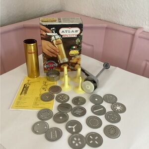 Marcato Atlas Vintage Biscuits Cookie Press 4 Tips & Disc Made In Italy Complete
